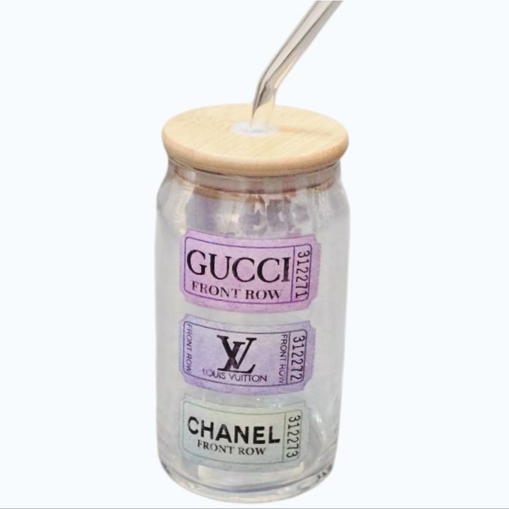 Amanda Greenwood Designer Tickets Glass Tumbler w/ Straw